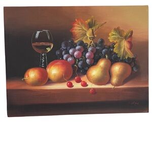 Painting unframed canvas still life painting original Smooth Finish Fruit Wine